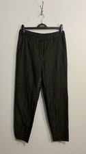 Annette Gortz Trousers Size 36 UK 10 Ted Olive Green Black Wool Linen 30" Waist