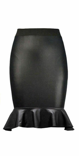 Ladies wet look shiny frill - ladies,
