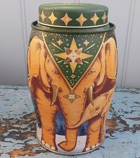 Williamson Tea Caddy Elephant Tin. Christmas / Golden Star. VGC Empty