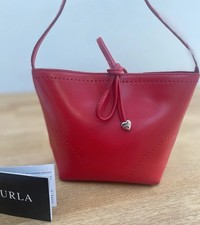 Chic FURLA Small Red Bucket Bag 14 x 14 x 8 (wider At Top)  Casual Party Wedding