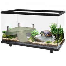 Glass Turtle Tank Aquarium with Basking Platform Easy Drainage Small Pet Habitat