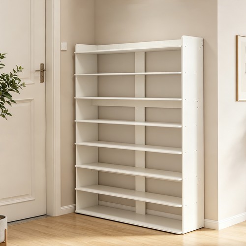 White wooden hallway shoe rack - wooden,