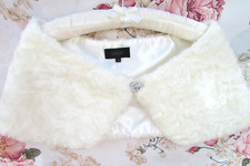 Ivory BRIDAL Textured Fur Stole SHAWL Shrug Bolero 8/10 by Coast €85 Worn Once