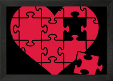 Jigsaw puzzle heart Framed