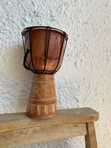 Wood djembe hand drum - wood,