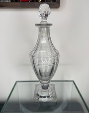Antique Small Cut Glass Spirits Pedestal Decanter - 23cm