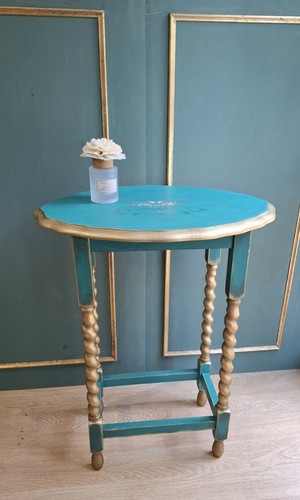 Wooden side table green and - side,