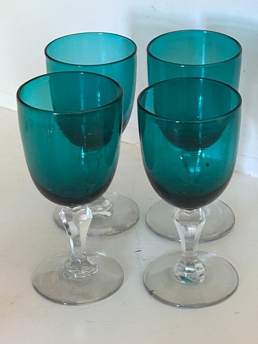 Set vintage teal glass - of,