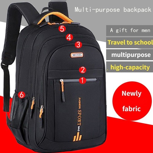 Black large backpack - black, mens