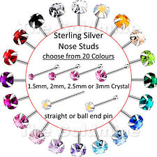 Round Crystal Top Sterling Silver Nose Stud * claw set Stone * 1.5 2 2.5 or 3mm
