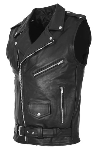 Men cowhide leather biker - men's,