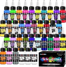 Airbrush Paint, 34 Colours +2 thinner, Water-based Air brush Paint Kit, Opaque &