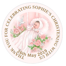 48 Personalised Baptism Stickers Christening Sweet Bag Seals 40mm Labels 