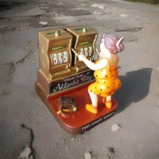 Vintage Two Armed Bandit Having Fun in Atlantic City Bank w/ Stopper