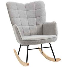 Berber Fleece Nursery Glider Rocker for Nursing, Wingback Rocking Chair