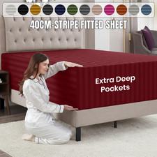 Pack Of 2 Satin Stripe Fitted