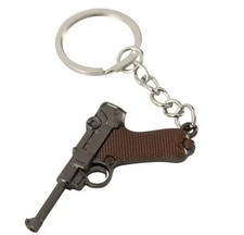 Mini German WWII Luger Pistol Gun Shaped Keyring Premium Keychain Gift UK