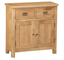 Baysdale Rustic Oak Mini Sideboard – Small Oak Hall Cupboard Cabinet 75cm Wide