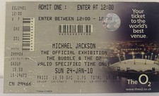 Michael Jackson Ticket O2 Exhibition the Bubble @ the O2 Sunday 24 January 2010