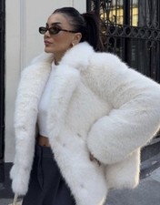 ZARA Woman White Faux Fur Jacket Coat Size S / 8-10 REF. ECRU | 4360/246 BNWT