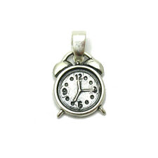 Sterling Silver Pendant Genuine Solid Hallmarked 925 Charm Alarm Clock Handmade