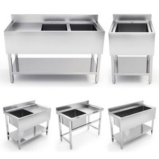Commercial Restaurant Sink Stainless Steel Single/Dual Bowl Station Utility Sink