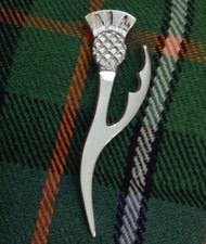 Scottish Kilt Pin Modern Thistle Chrome Finish 4" Celtic Pins & Brooch Highland
