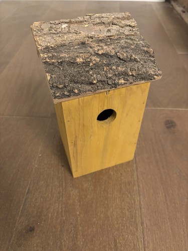 Log roof bird house - log,