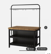 IKEA VADHOLMA Kitchen island with rack, black/oak