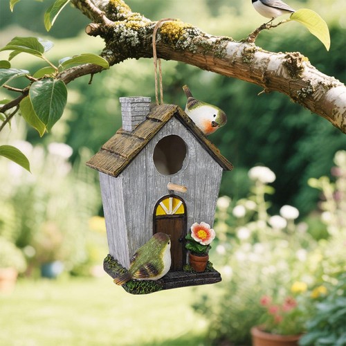 Resin outdoor birdhouse - resin,