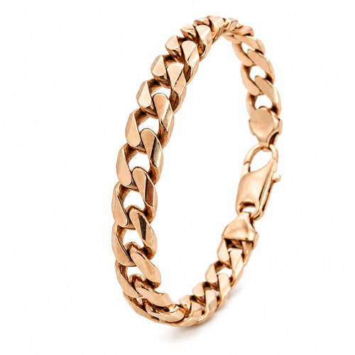 Gold curb bracelet rose 9ct - rose,