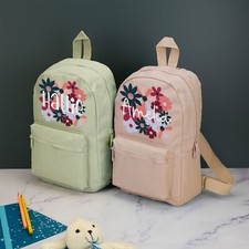 Personalised Floral Kids Backpack with Name Choice of Colours Flowers School Bag