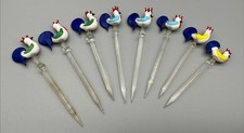 Vintage Murano Hand Blown Glass Bird Cocktail Stirrers Swizzle Sticks X 8
