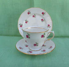 Colclough #7433 pink roses bone china tea trio - tea cup, saucer & round plate