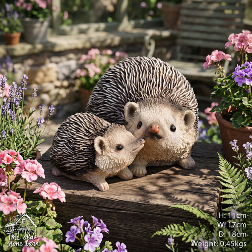 Hedgehog with baby sculpture - hedgehog,