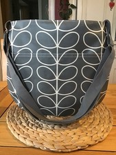 Hobo shoulder bag, cross body-new HANDMADE -Orla Kiely Grey Stem Oilcloth