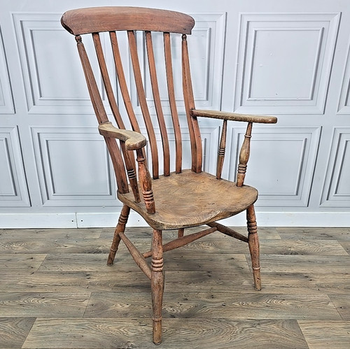 Antique lath back chair 19th - lath,