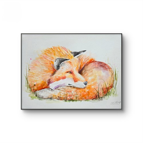 Original fox watercolour - original,