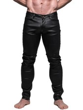 CellBlock13 Axis Zipper Pants, Wax Coated Black Denim, Front & Rear Zips