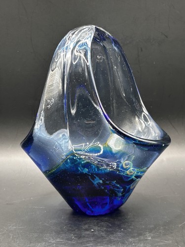 Vintage mdina glass basket - glass,