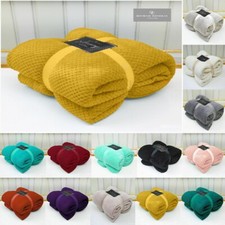 POPCORN WAFFLE BLANKET FLEECE TRAVEL THROW SOFA BED WARM COSY EXTRA LARGE LUXURY