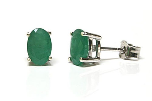 9ct white gold emerald - white, studs