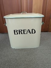 vintage cream enamel bread bin