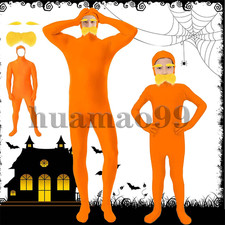Adult Kids Spandex Costume Orange Full Body Invisible Morph Suit Party-Halloween