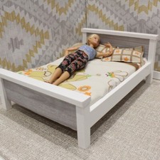 Barbie Doll Bed Grey Wood