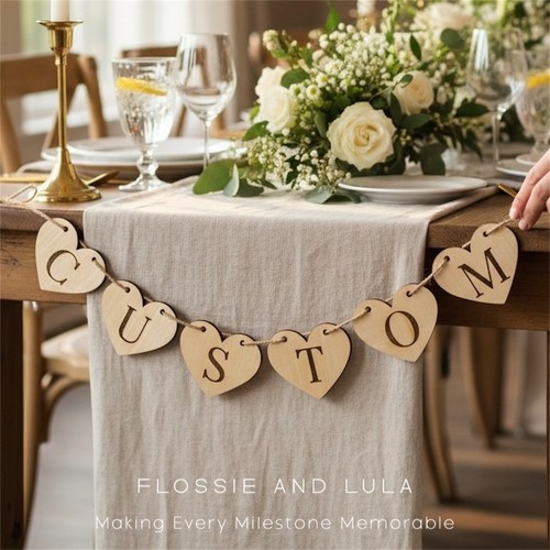 Custom wooden wedding bunting - custom,