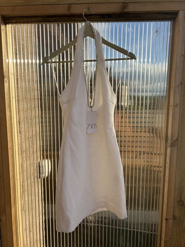 Zara white halter - white, mini