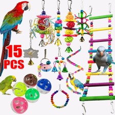 15Pcs Wooden Bird Cage Toys for Parrots Pet Supplies Parrot Toy Chewing Toys UK
