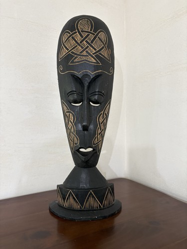 Standing wooden african face - african,