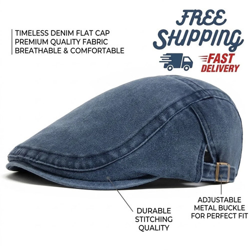 Men flat cap washed newsboy - men,